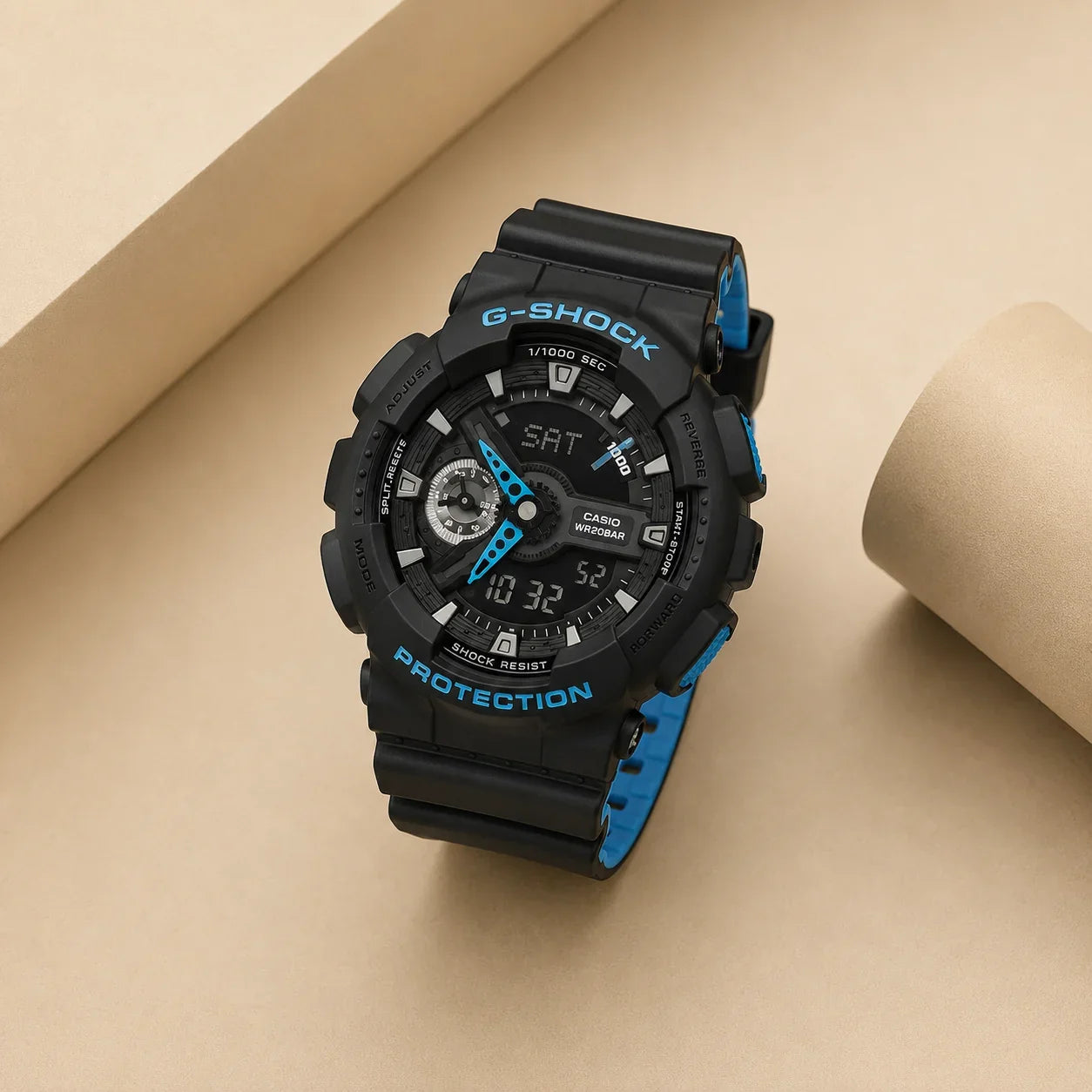 Black Blue Protection Sports Watch