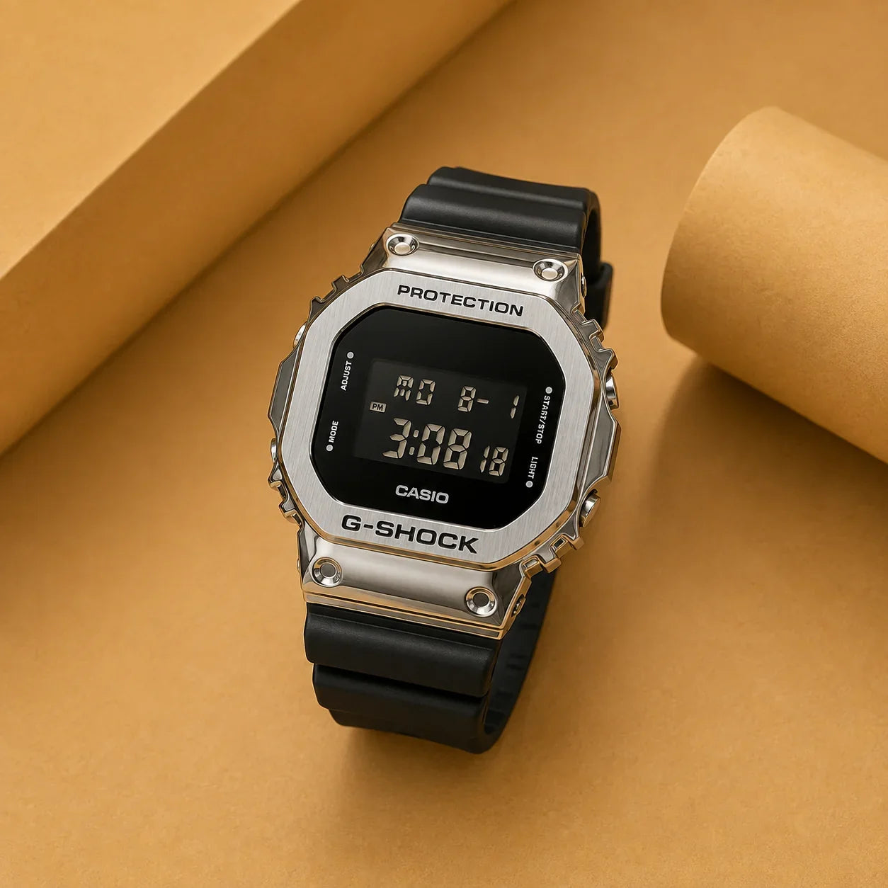 Silver Black Digital Protection Watch
