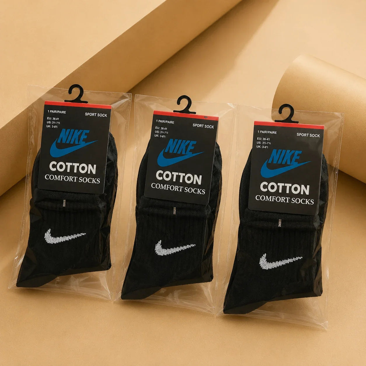 Socks black pack of 3 white